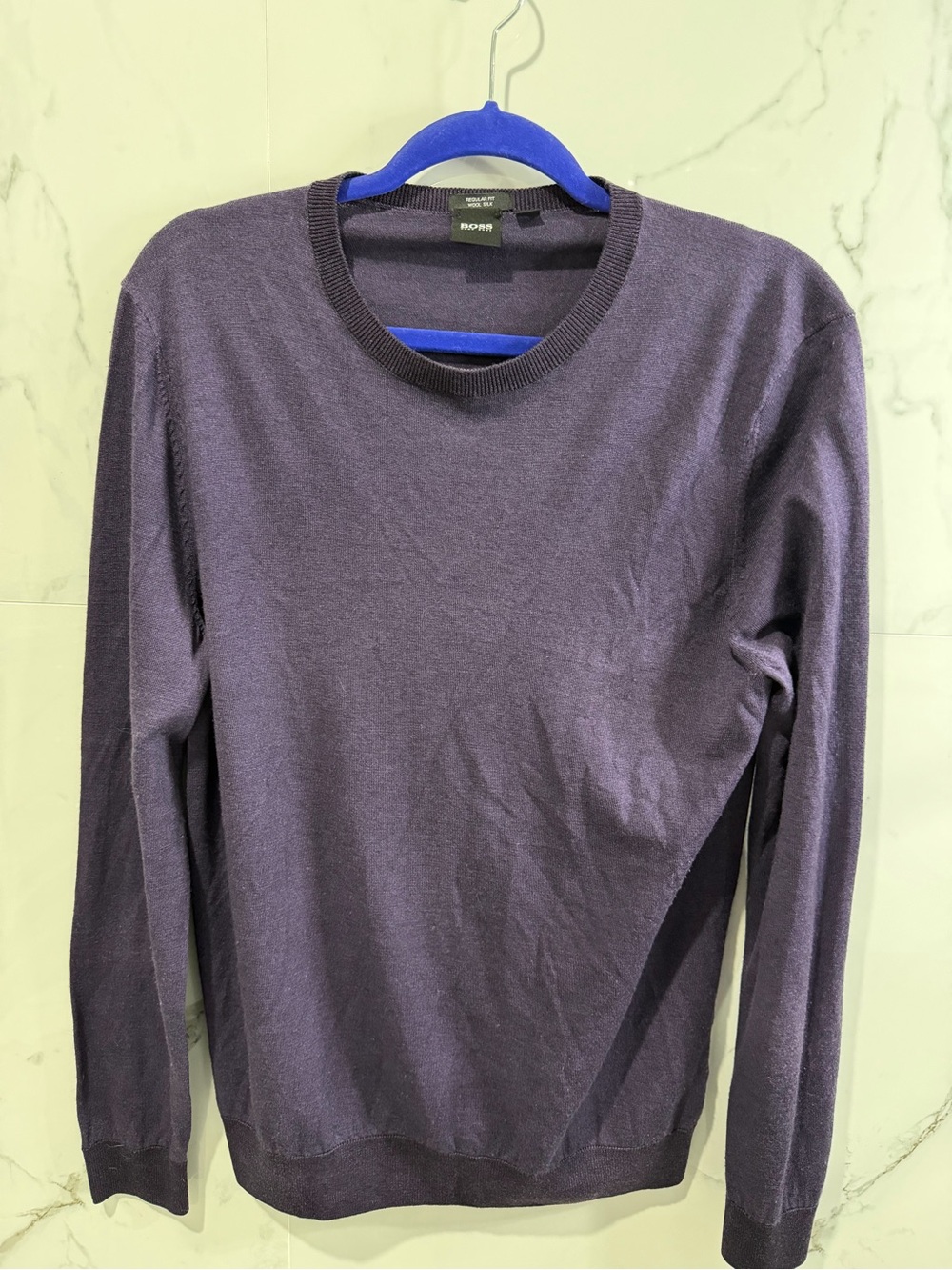 Hugo Boss Men's Long-Sleeve Crewneck Sweater in Deep Purple